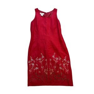 AGB Byer California 90s Y2K Linen Blend Embroidered Red Dress Size 12
